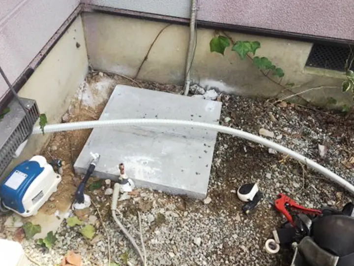 神戸のエコキュート交換・コンクリート基礎工事